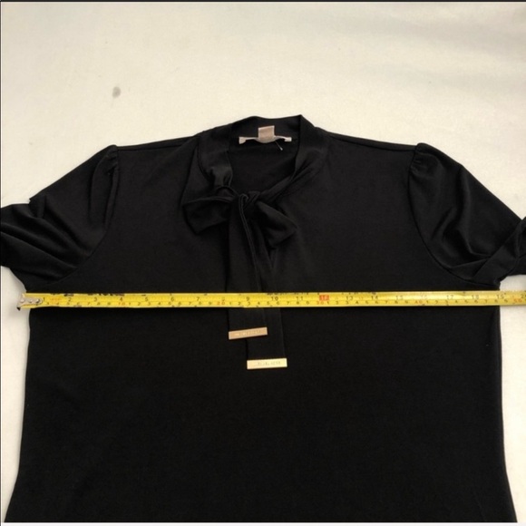 MICHAEL Michael Kors black v-neck bow stretch blouse M - Picture 5 of 7